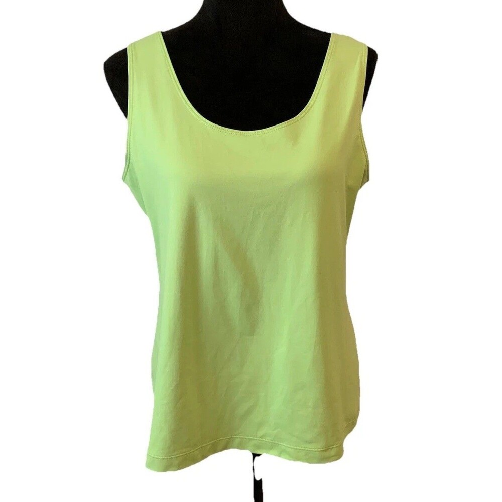 Chicos Size 2 Womens Large Top Sleeveless Tank Stretch Green Layering